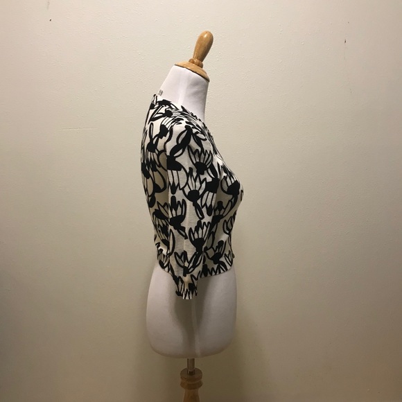 Tracy Reese Cropped Full Zip Floral Black Sweater XS - Picture 3 of 9